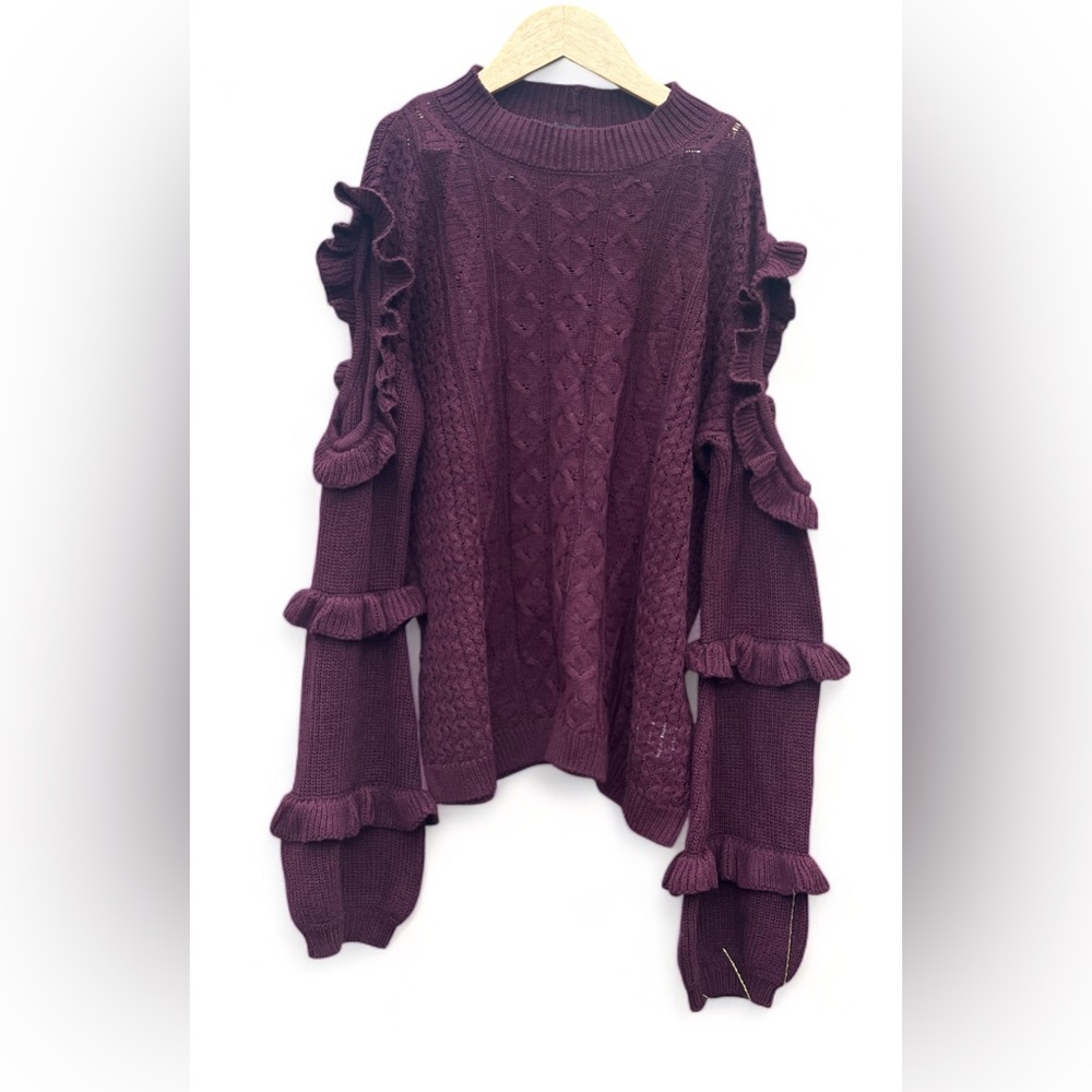 Express burgundy cold shoulder sweater